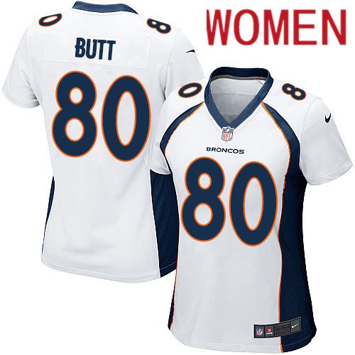Women Denver Broncos 80 Jake Butt White Nike Game NFL Jersey